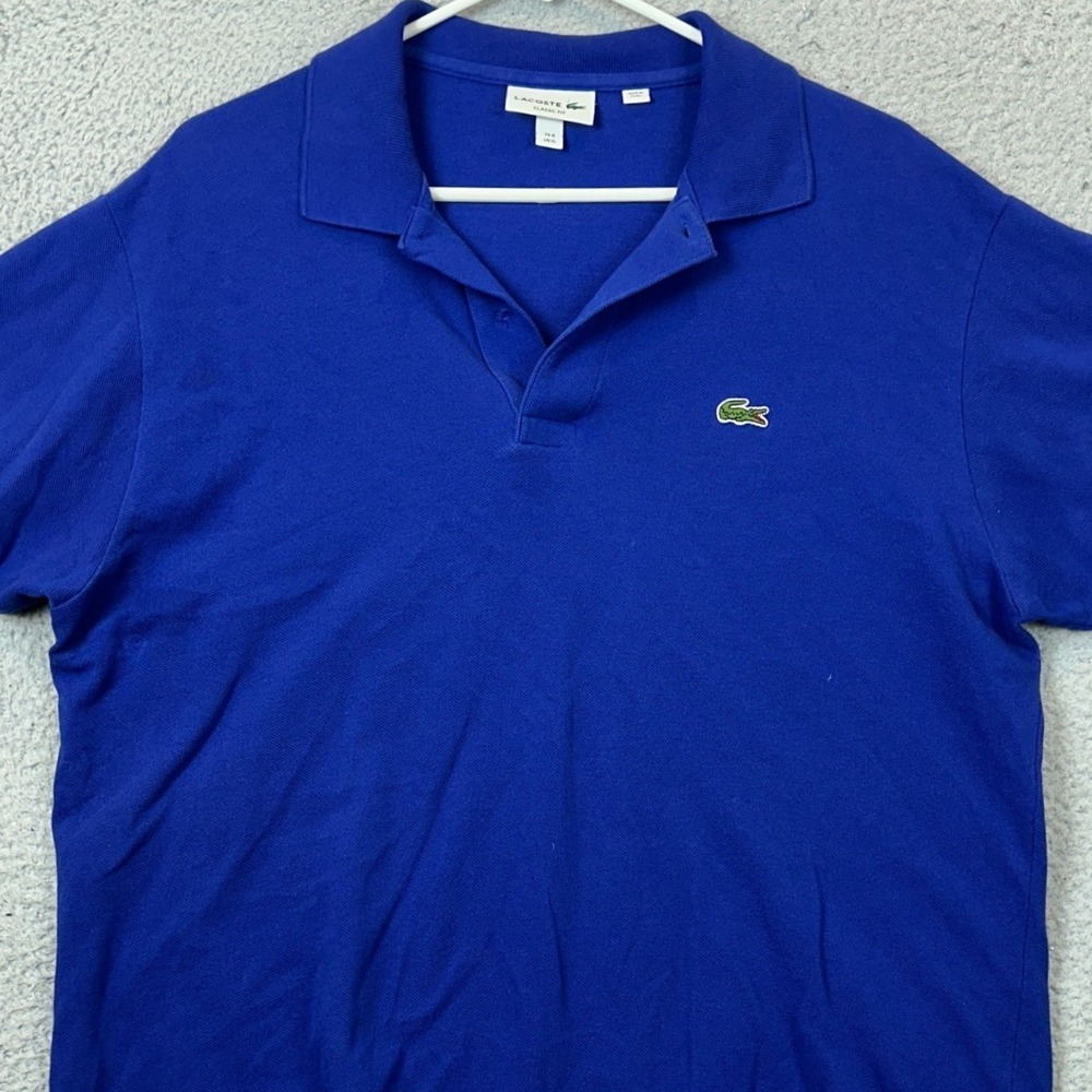 Lacoste Polo Shirt Mens XL Classic Fit Blue Casual Rugby Crocs Logo Short Sleeve